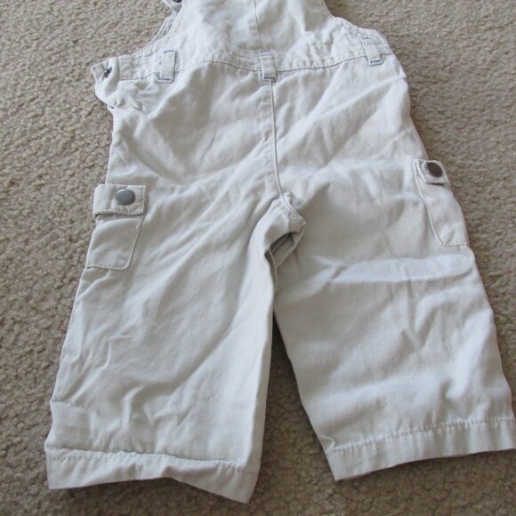 Bib Overalls Infant Boys 3-6M Tan Beige Snap Up Adjustable Helicopter Vehicles - Picture 10 of 10